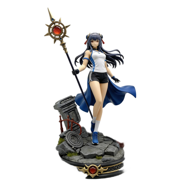 Sporty-Style Mage with Staff Collectible Statue（8–12 cm）