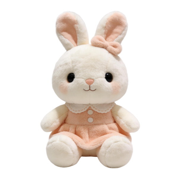 White & Pink Bunny Plush in Ruffled Dress(24 Inches)